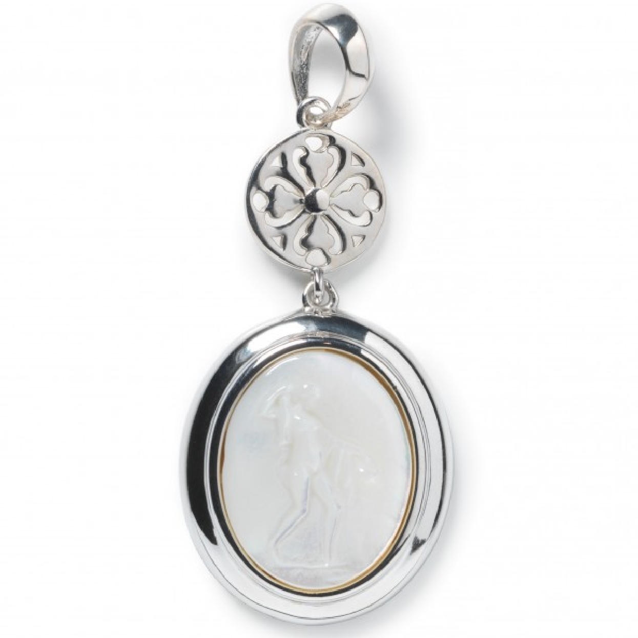 Sterling Silver Southern Gates Goddess of Water Mother of Pearl Intaglio 