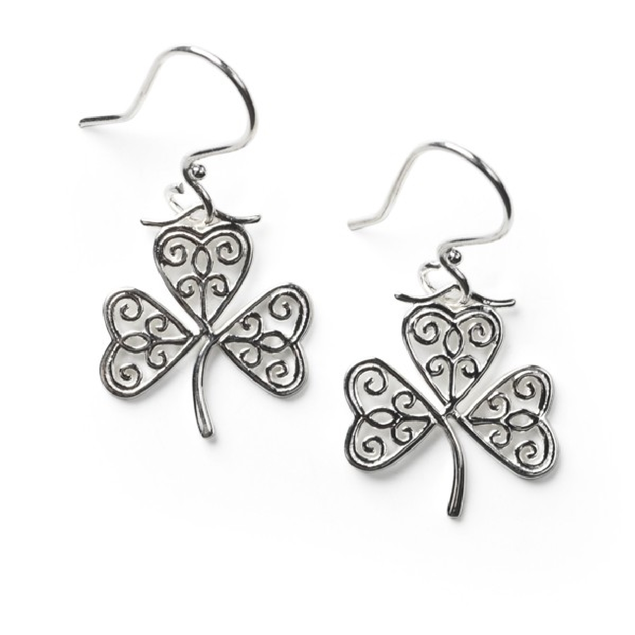 Sterling Silver Southern Gates Holiday Clover Scroll Earrings