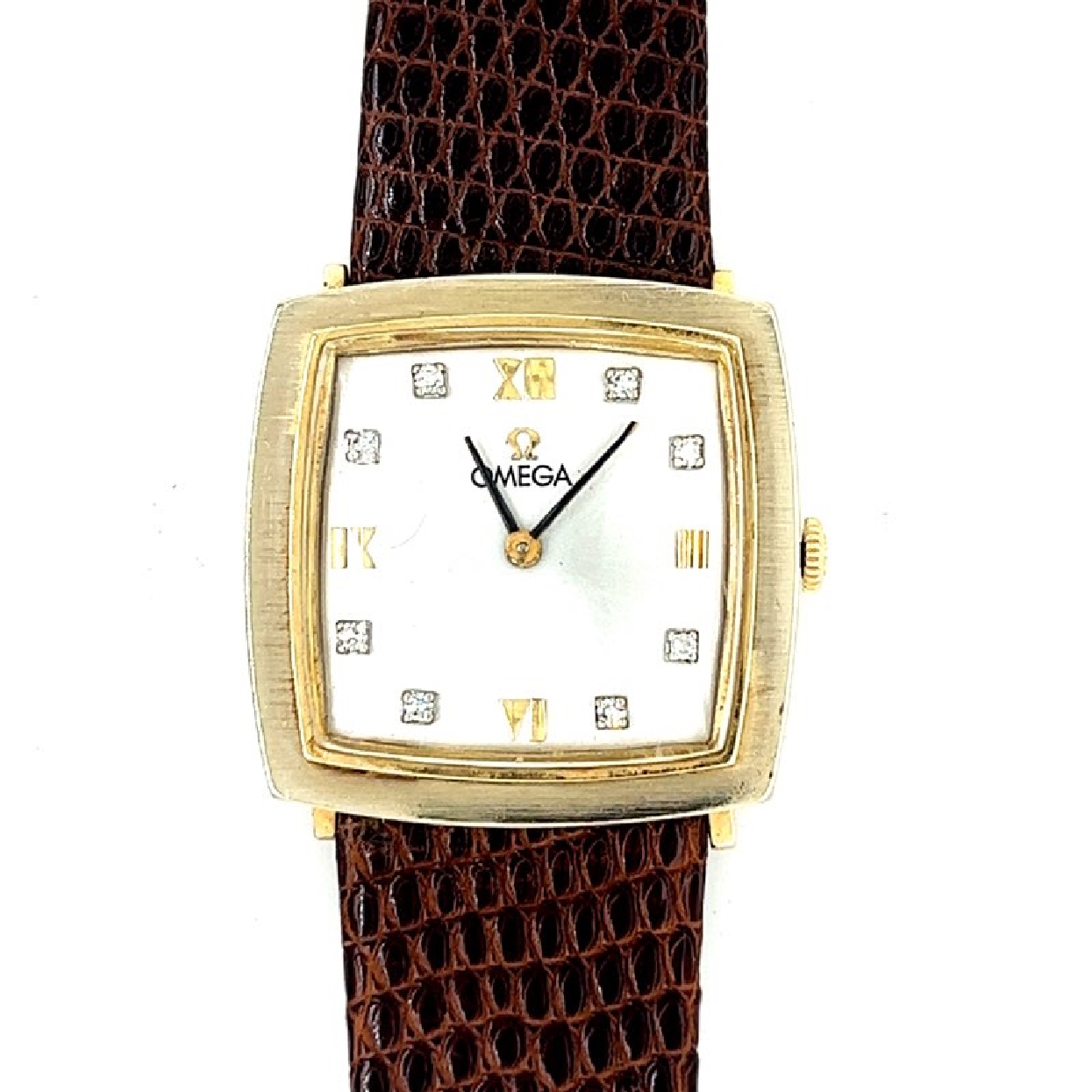 14K Yellow Gold Vintage Omega Watch with Diamond Markers 