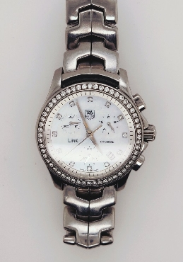 Tag Heuer Chronograph 33mm Women s Watch with Diamond Bezel
CJF1314.BA0580
Comes with Box; Manual; and Extra Links