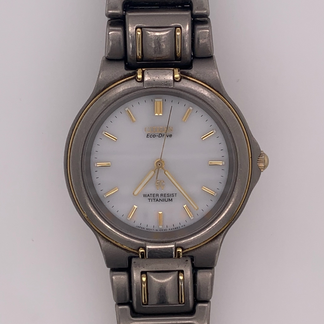 Circa 1990s Two Tone Citizan Eco Drive Full Titanium Wrist Watch
