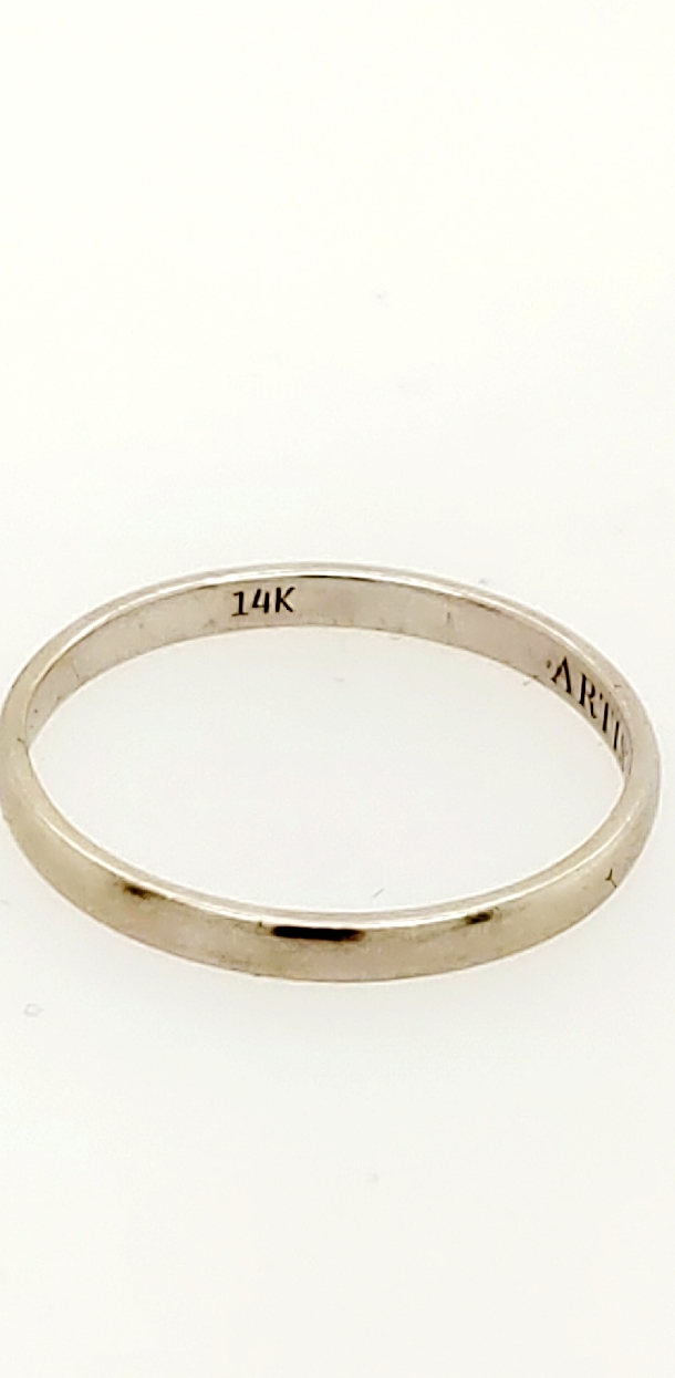 14K White Gold 2MM Band Size 6