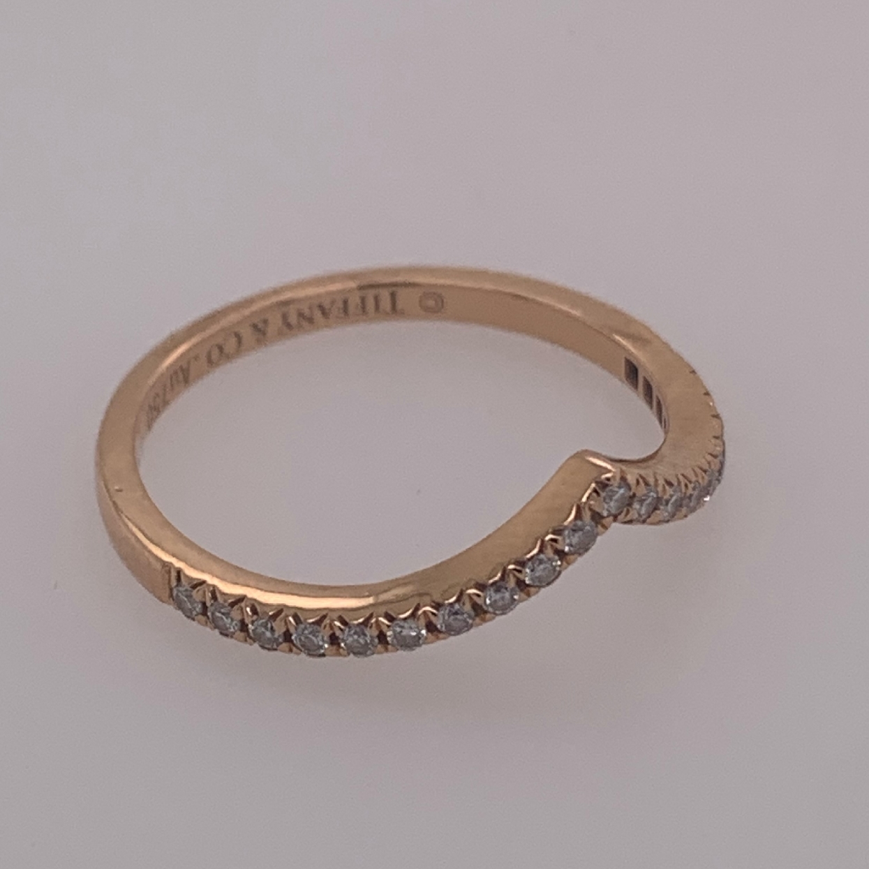 18k Rose Gold Tiffany & Co V Ring Wedding Band Size 6