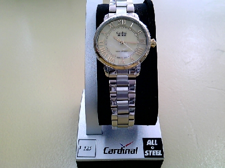 1337: One ladies ALL STEEL Cardinal yellow Mother of Pearl dial bracelet watch