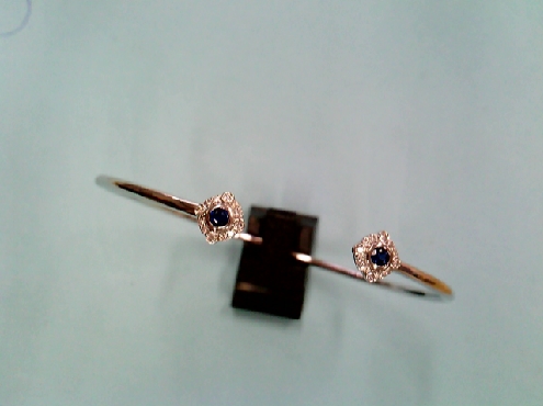 1652: One ladies 14k white gold bangle cuff set with two Round 2.5mm genuine Sapphires and 0.11crtw RBC diamonds 