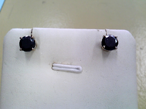 1735: One pair of 14k white gold  double gallery four claw setting RBC Black Diamond of 0.746 crt each stud earrings