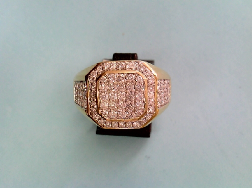 1893: One man s 10k yellow gold round brilliant cut diamond fashion ring of 1.00crtw