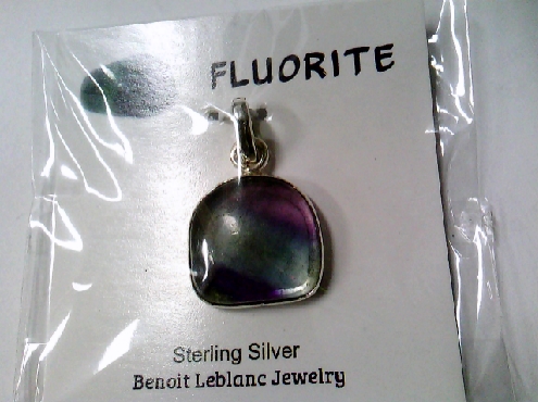 2013: Sterling silver round square fluorite pendant