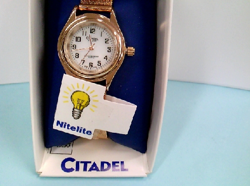 2224: Citadel ladies rose color nitelite watch