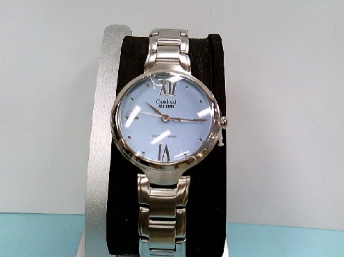 2253: Ladies all steel Cardnial watch; silver with blue face