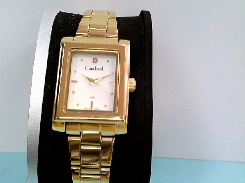 2262: Ladies gold color square face Cardnial watch