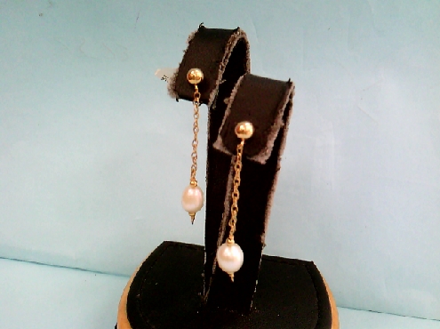 2317: One pair of White Freshwater Potato Pearl dangle earrings