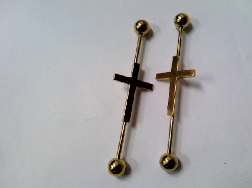 2429: Hollywood body jewellery industrial bar with Cross in middle made of surgical steel 316L
1.5inches total length