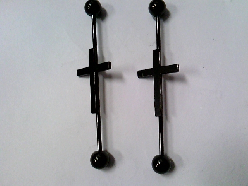 2430: Hollywood body jewellery surgical steel cross in middle black color 1.5inches long