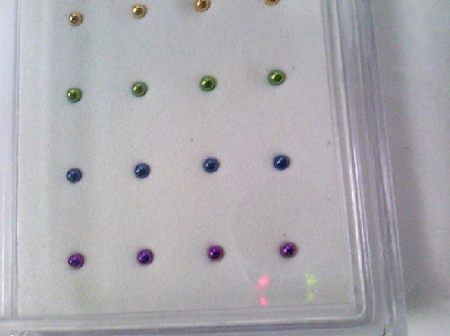 2433: Hollywood Body Jewellery assorted IP plated color ball thread back cartilage studs 
16 guage 1/4inch 