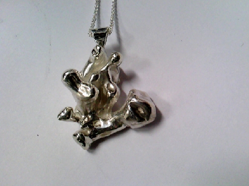 2504: One sterling silver 20 ich Spiga style chain with a Custom made Organic Casted pendant