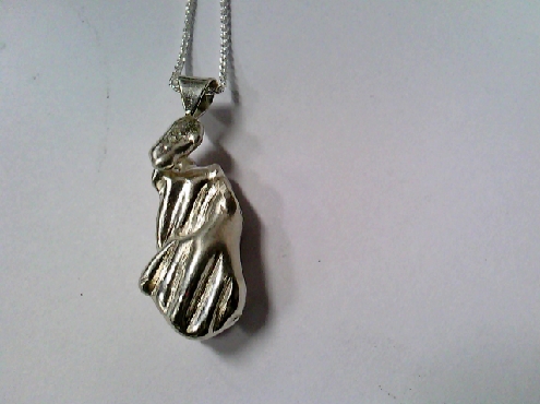 2505: One sterling silver 925 20 inch Spiga style chain with a Custom made Organic Casted pendant