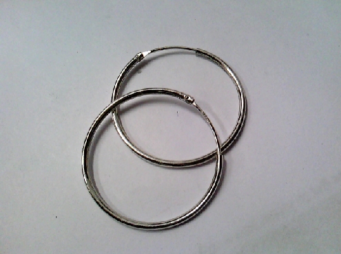 2519: One pair of sterling silver 925 30mm 1.5mm hollow tube hoop earrings