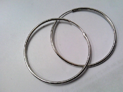 2520: One pair of sterling silver 925 1.5mm 40mm diameter hollow hoop earrings