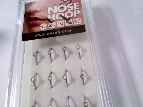 2591: Illuminating stone set Surgical steel Nose Hoop rings. 5 styles 