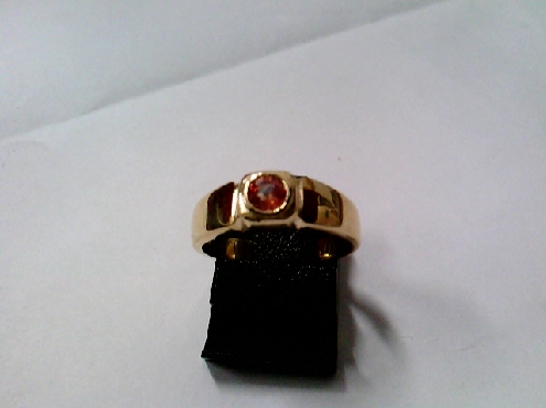 2614: One ladies  custom made 10k yellow gold Round Genuine Orange Sapphire ring 