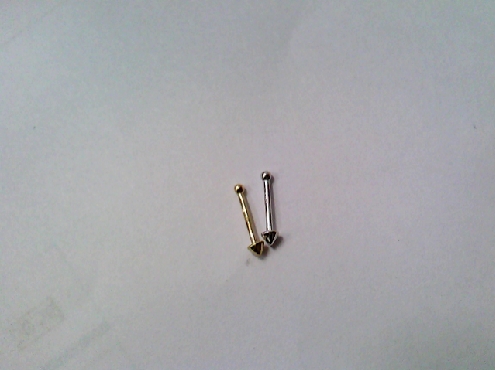 2657: One 14k yellow or white  gold Spike;cone top nose stud 