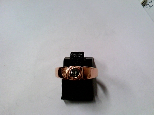 2661: One custom made 10k rose gold ladies ring set with a round genuine Green Sapphire stone 