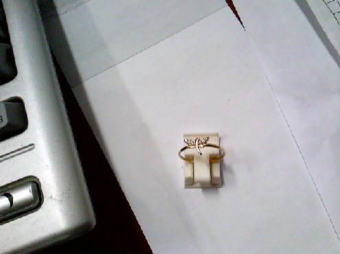 2680: 10k yellow gold white cubic small dragonfly ring 