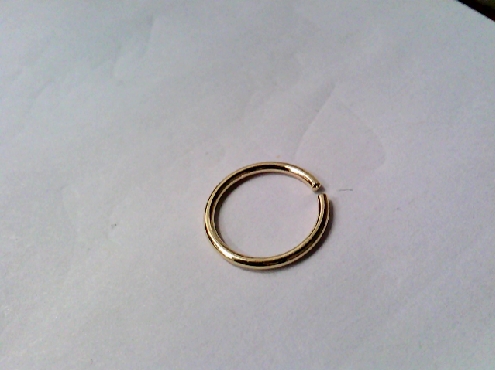 2842: One 14k yellow gold 16 guage 3/8 inch 10mm nose hoop 