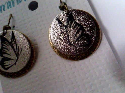 2900: One pair of Emma & Ivy brand laser engraved Butterfly danlge earrings