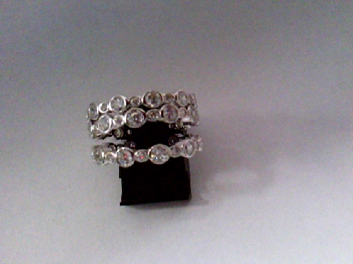 3005: One set of 3 sterling silver stacking bands set with  round white Cubic zircoina stones