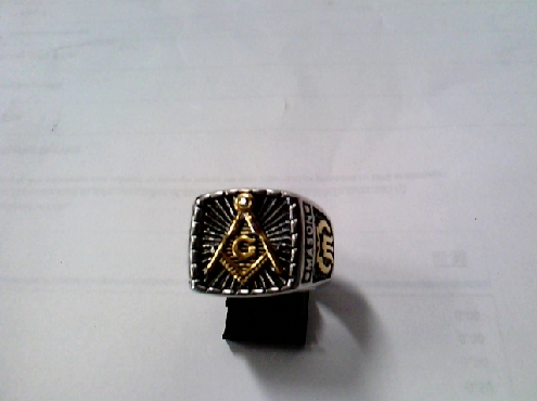 3015: One Hollywood Body brand stianless steel casted square faced Ip plated two tone Masonic ring.