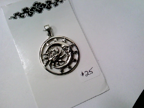 3055: sterling silver moon sun and stars pendant