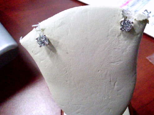 3133: One pair of 14k white gold thread back  stud earring with with  Lab Grown diamonds.