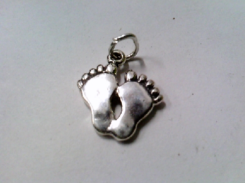 3179: One sterling silver oxidzed sterling silver 925 footprints charm