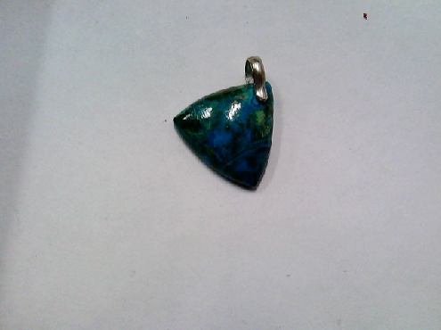 3432: One 925 sterling silver blue Chrysocolla triangle style pendant