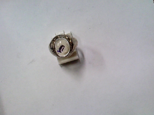 3451: One 925 sterling silver INCLUSION ring set with purple cubic stone