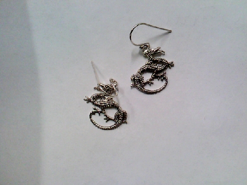 3511: One pair ladies 925 sterling silver chinese style dragon dangle earrings