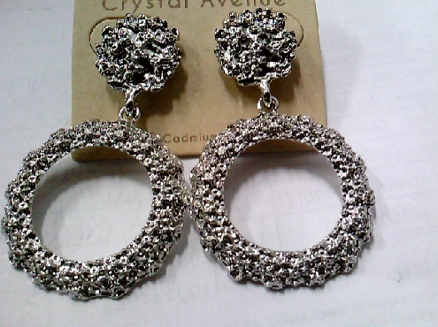 3776: One pair of  Crystal Avenue danlge style earrings with open circle danlge stud.