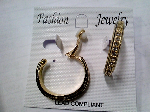 3780: One pair of clip styel earrings of Gold tone and with whie crystals