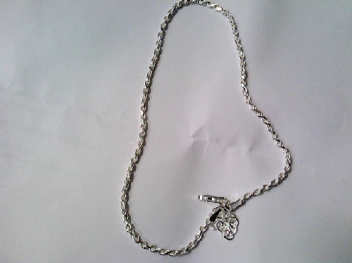 3844: One 925 italian sterling silver 10   rope chain anklet F.N.A. trademark lobster clasp