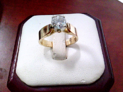 3874: One ladies 14k yellow and white gold diamond solitare engagment ring set with one RBC 0.69crtw 
I2 GH 