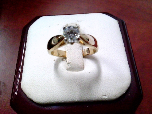 3876: One 14k yellow and white gold Diamond soitare engagement ring set with one RBC 0.46crtw SI2 GH 