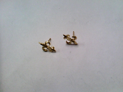 3941: One pair unisex 10ky gold   Fleur de Lis   dangle earrings 