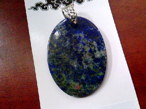 3975: One oval shaped polished Lapis Lazuli on sterling silver pendant