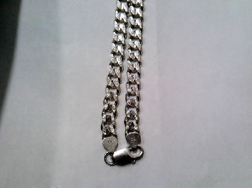 4056: ONE GENT S STERLING SILVER RHODIUM PLATED CURB CONCAVE CHAIN 20  