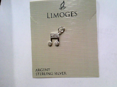 4060: One Sterling Silver 925 Music Note Charm/Pendant set with Cubic Zironia 