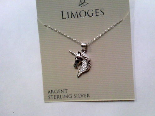 4066: One 925 sterling silver unicorn with cubic zirconia pendant