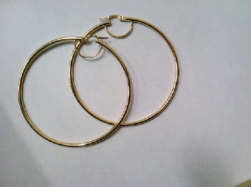 4156: One pair 10KT yellow gold hollow hoop earring on lever backs with lobe-rest