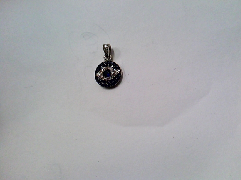 4186: One 925 sterling silver EVIL EYE PENDANT SET WITH BLUE AND WHITE CRYSTALS